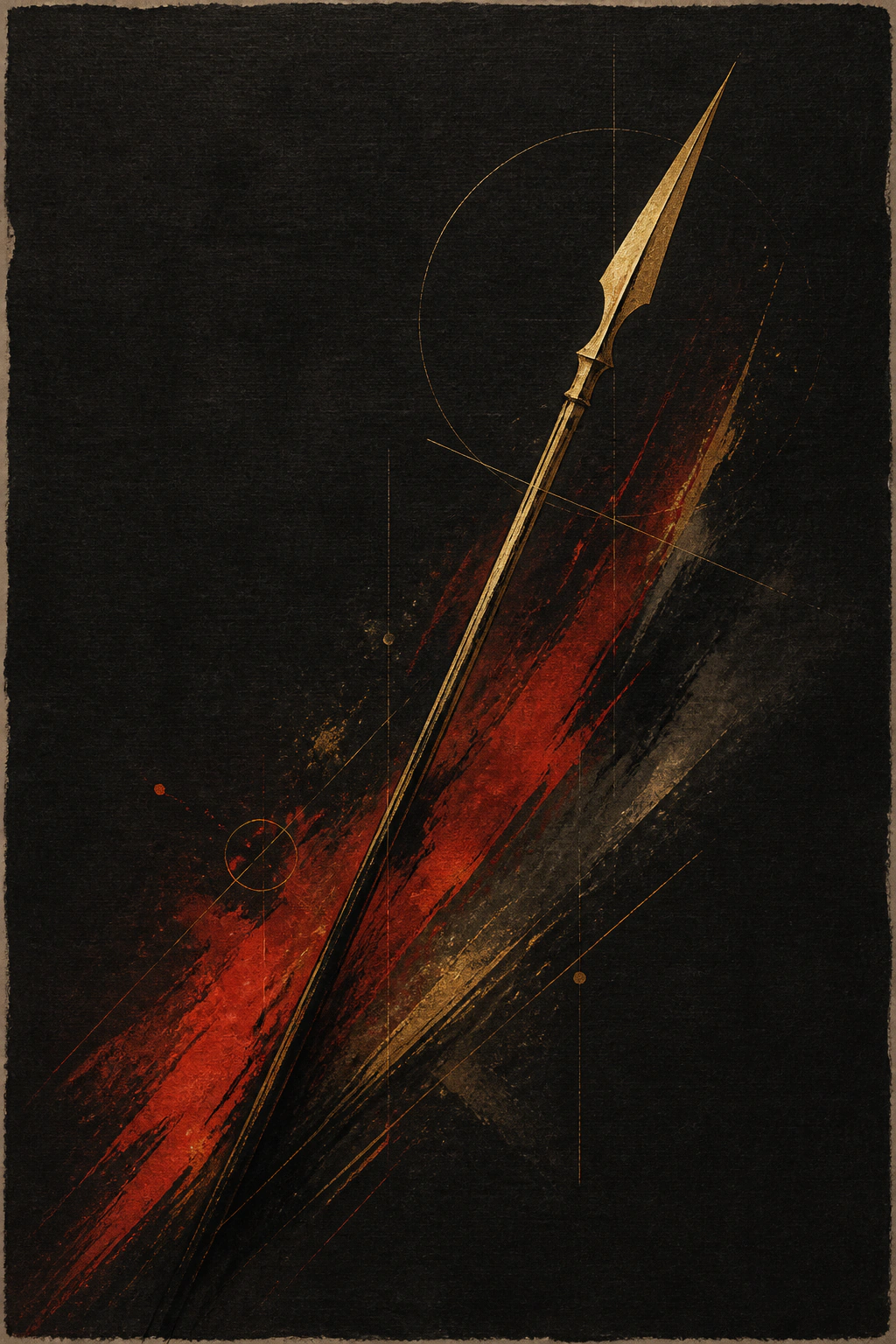Ink and cinnabar study of a ceremonial spear of victory